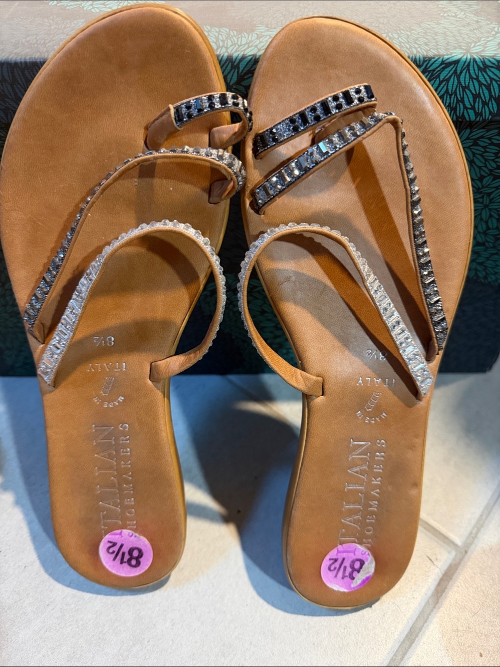 Italian Shoemakers Crystal-Strap Sandals